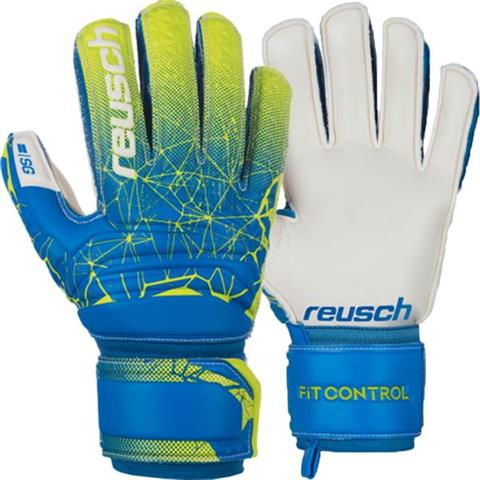 Rękawice bramkarskie Reusch Fit Control SG Finger Support Junior żółto-niebieskie 3972810 888
