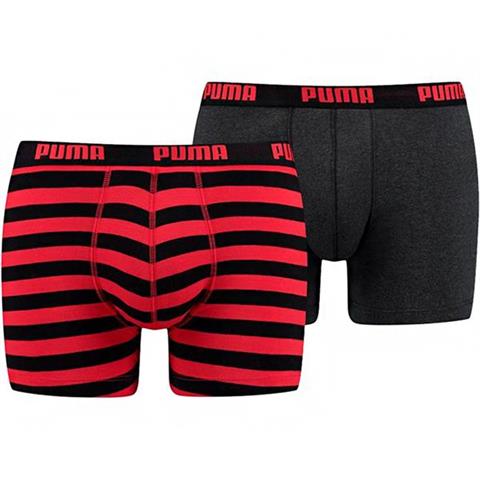 Bokserki męskie Puma Stripe 1515 Boxer 2P czerwone czarne 591015001 786