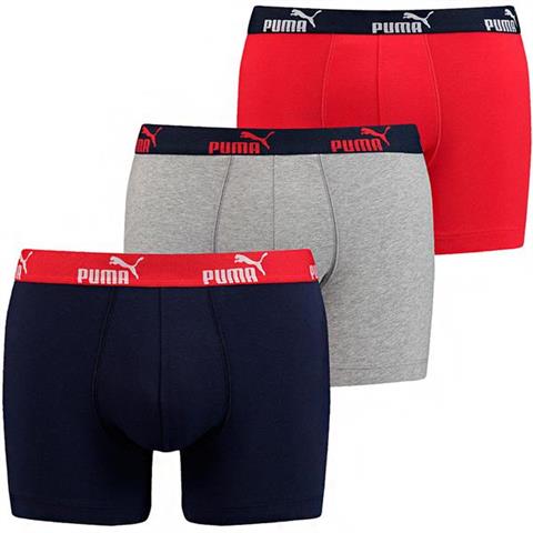 Bokserki męskie Puma Basic Number 1 Boxer 3P granatowe szare czerwone 681005001 831