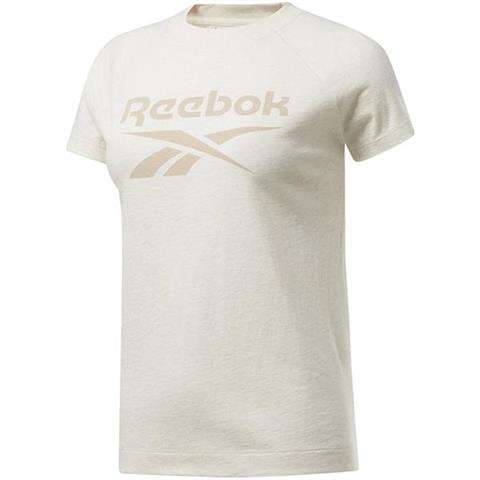 Koszulka damska Reebok Training Essentials Textured Logo Tee beżowa FJ2734
