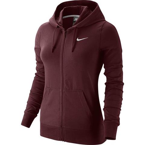 Bluza damska Nike W NSW Hoodie FZ JRSY bordowa 614829 619